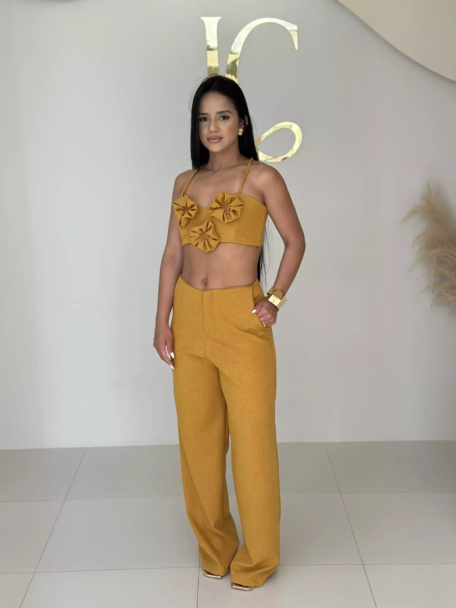 Conjunto Lina Linho Florais