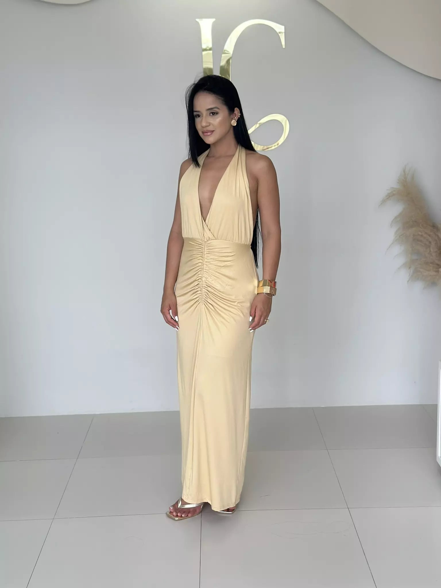 Vestido Longo Helena Drapeado