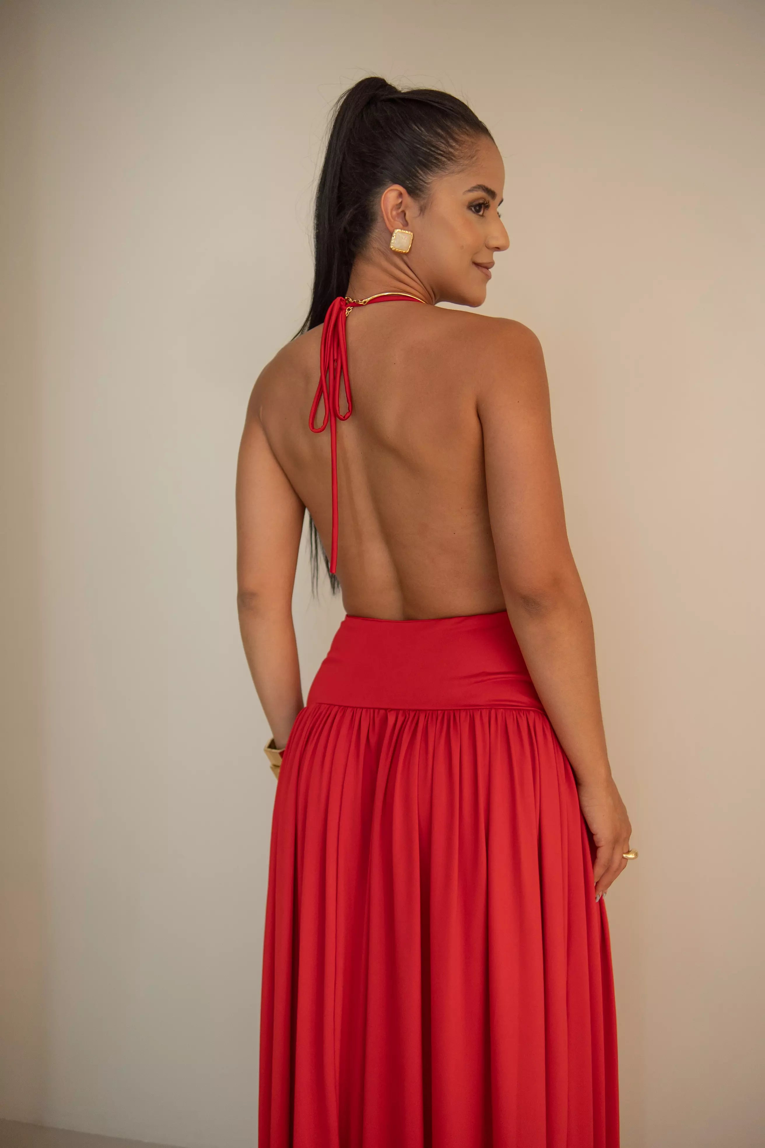 Vestido Longo Scarlet Decote Vazado